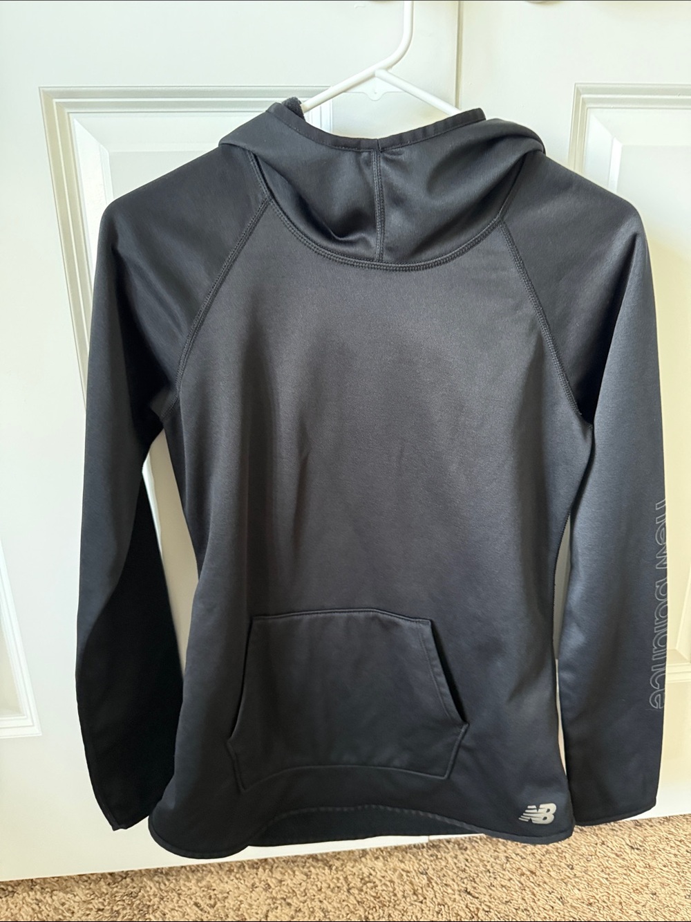 New Balance Women’s Black Pullover Hoodie with Kangaroo Pocket